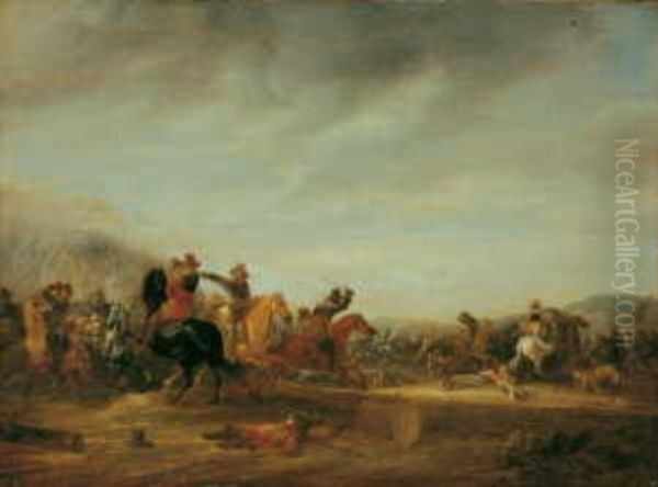 Reitergefecht Oil Painting by Abraham van der Hoef