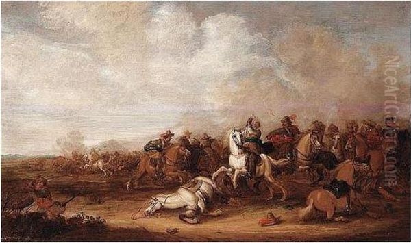 Active Mid-17th Century Oil Painting by Abraham van der Hoef