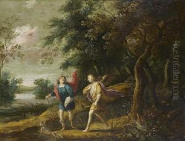 Tobie Et L'ange Raphael Oil Painting by Jasper van der Lamen