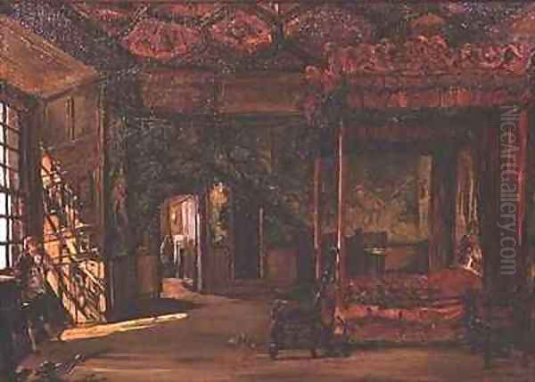 Queen Marys Bedroom Holyrood Oil Painting by Alexander Jnr. Fraser