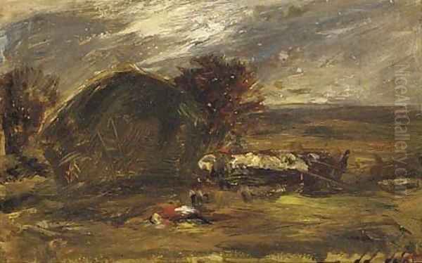 Haymaking Oil Painting by Alexander Jnr. Fraser