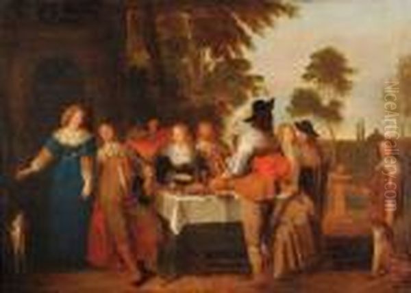 Le Dejeuner Dans Un Parc Oil Painting by Christoffel Jacobsz van der Lamen