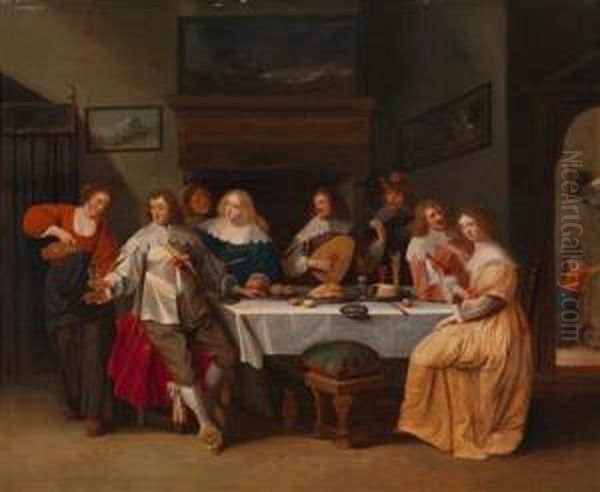 Eine Frohliche Gesellschaft Oil Painting by Christoffel Jacobsz van der Lamen