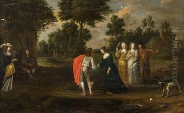 La Rencontre Dans Un Paysage Oil Painting by Christoffel Jacobsz van der Lamen