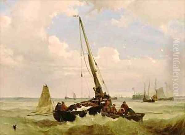 Fishing Boat in Distress Oil Painting by Alexandre T. Francia