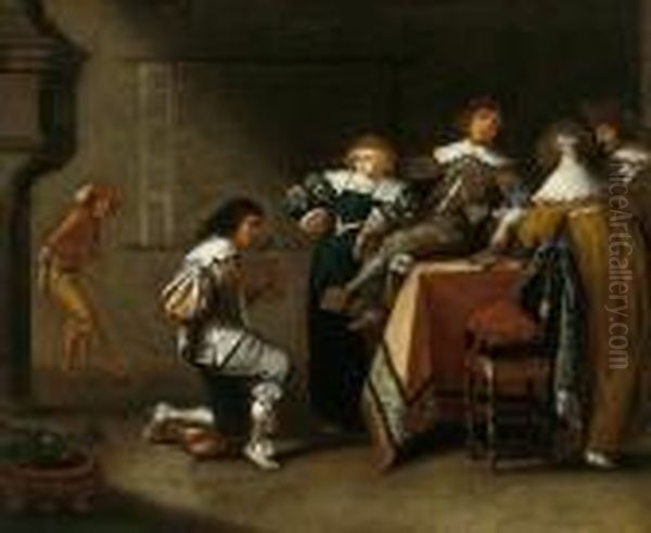 Compagnia Elegante In Un Interno Oil Painting by Christoffel Jacobsz van der Lamen