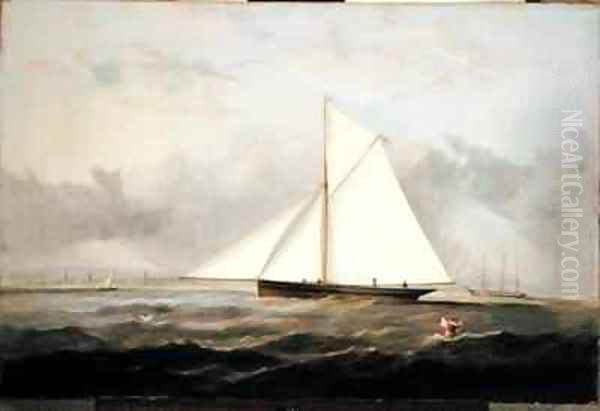 A Cutter Yacht off Ryde Oil Painting by Arthur Wellington Fowles