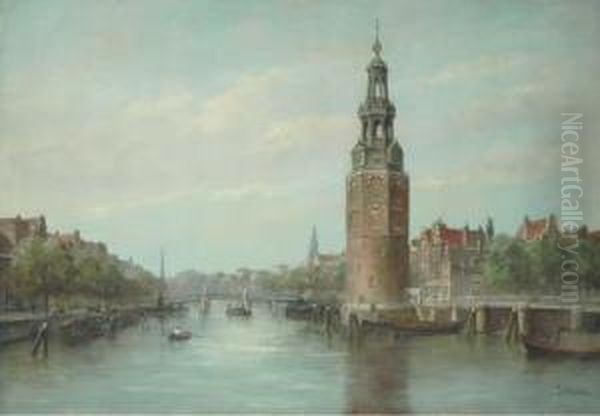 Montelbaanstoren, Amsterdam Oil Painting by Jan Van Der Linde