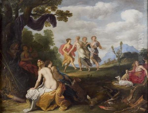 Diane Et Ses Nymphes Oil Painting by Dirck Van Der Lisse