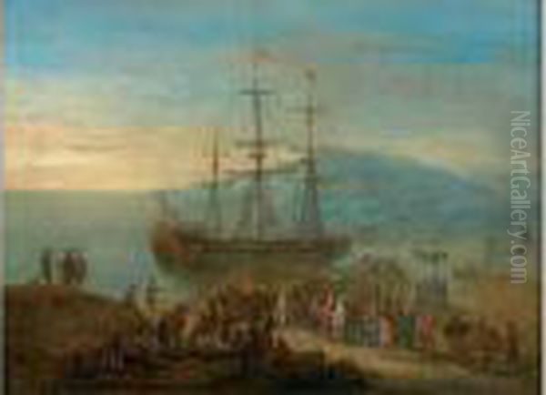 L'embarquement Des Diplomates Turcs Oil Painting by Jean Baptist Van Der Meiren