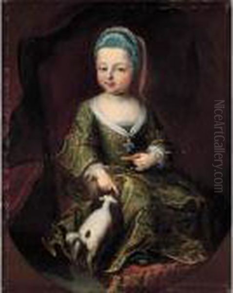 Ritratto Di Fanciulla Con Cagnolino Oil Painting by Frans Van Der Mijn