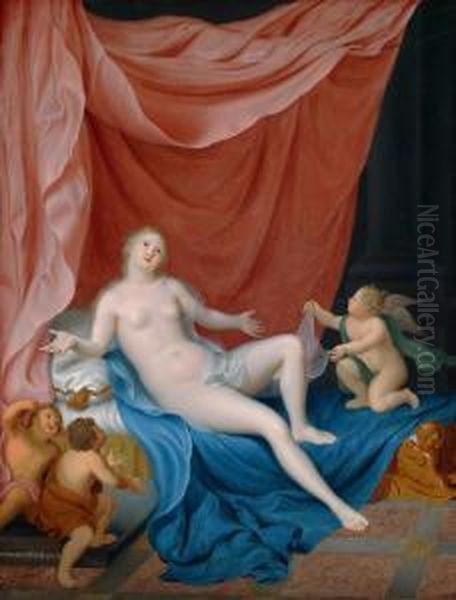 Venere Sdraiata Circondata Da Amorini Oil Painting by Heroman Van Der Mijn