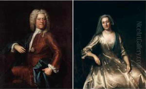 Portraits Of Thomas Havers And His Wife Oil Painting by Heroman Van Der Mijn