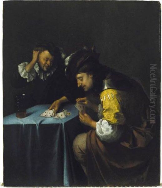 The Card-players Oil Painting by Eglon Hendrick Van Der Neer