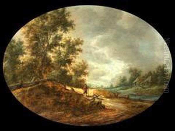 Dunenlandschaft Mit Wanderer Oil Painting by Cornelis Symonsz. Van Der Schalcke