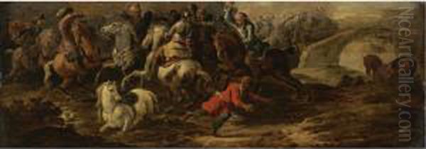 Battle Scene Oil Painting by Jan Jacobsz. Van Der Stoffe