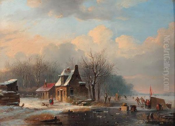 Summer; And Winter Oil Painting by Jacobus Van Der Stok