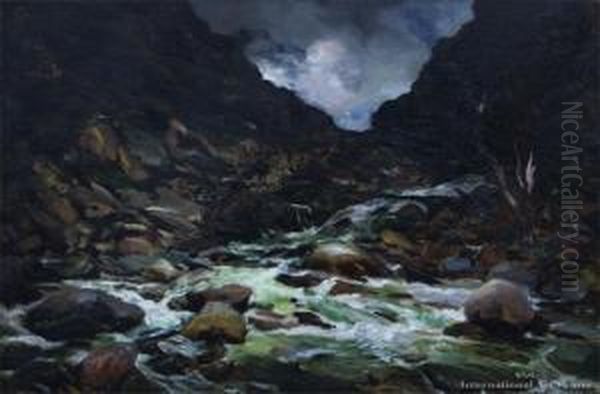 Mountain Stream Oil Painting by Petrus van der Velden