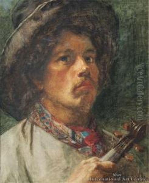 Self Portrait Oil Painting by Petrus van der Velden