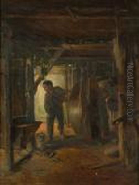 Huckling The Flax Oil Painting by Petrus van der Velden