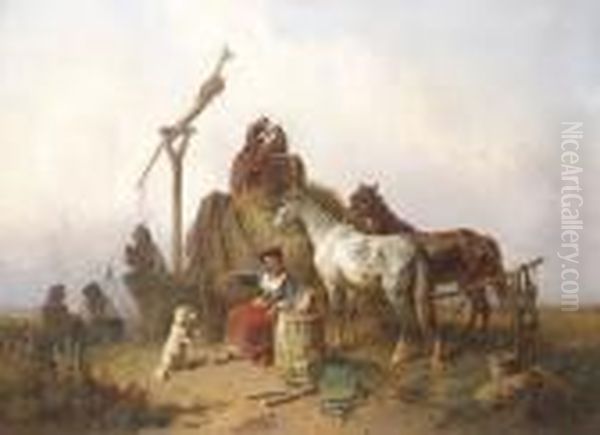 Vandorcirkuszosok Pihenoje Oil Painting by Adolf van der Venne