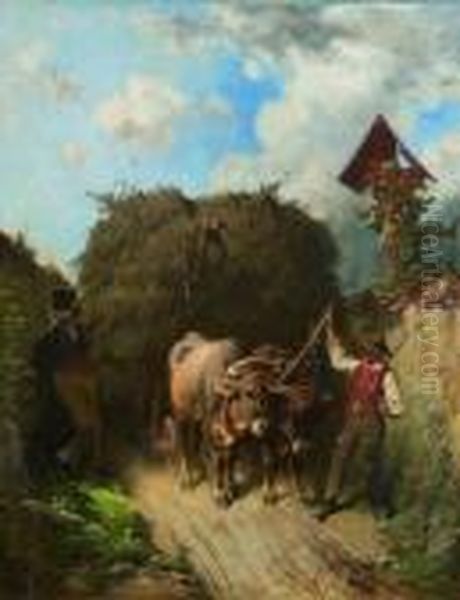 Im Hohlweg Oil Painting by Adolf van der Venne