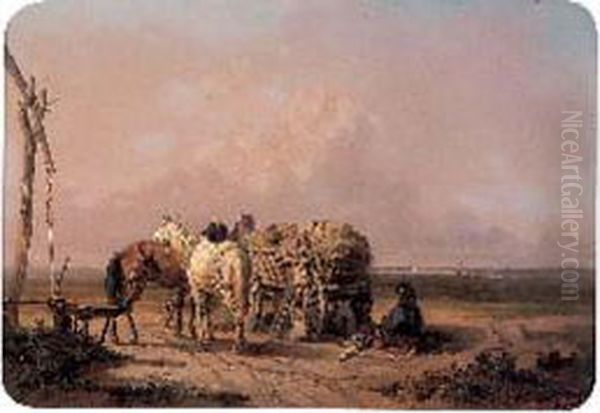 La Halte Des Paysans Oil Painting by Adolf van der Venne