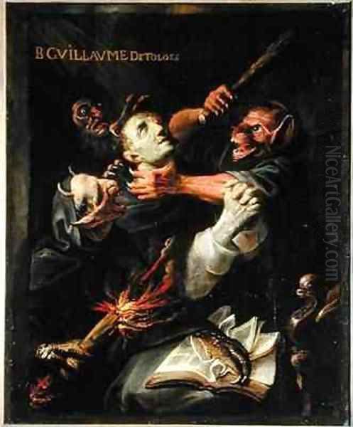 The Blessed Guillaume de Toulouse 755-812 Tormented by Demons Oil Painting by Ambroise Fredeau