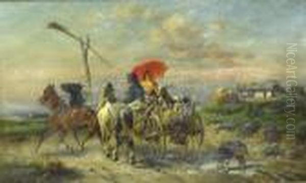 Off To Market Oil Painting by Fritz van der Venne