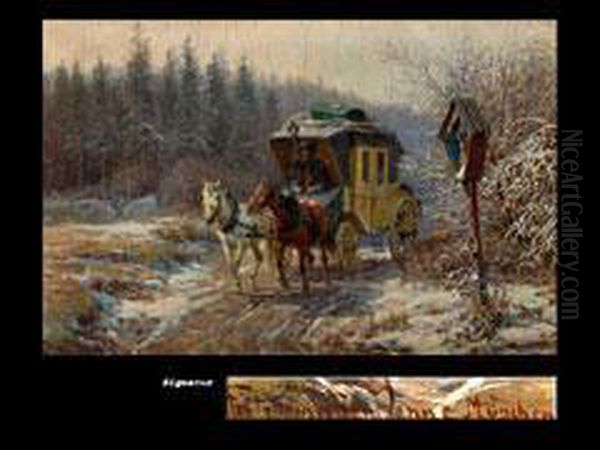 Kutsche Im Schnee Oil Painting by Fritz van der Venne