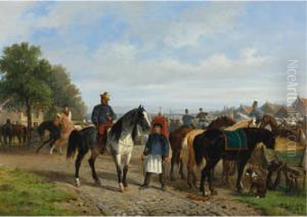 The Horse Market Oil Painting by Paul Van Der Vin