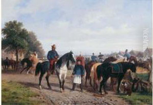 Le Marche Aux Chevaux Oil Painting by Paul Van Der Vin