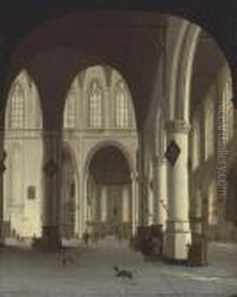 Interior Of The Oude Kerk, Delft Oil Painting by Hendrick Van Vliet