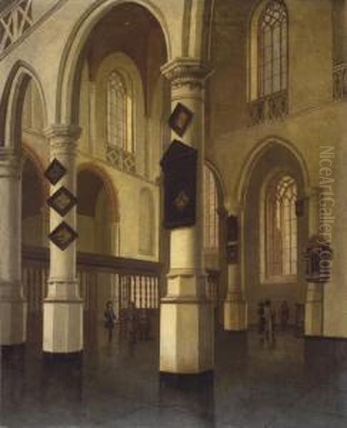 L'interieur De La Houde Kerk A Delft Oil Painting by Hendrick Van Vliet