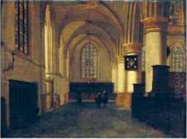 The Interior Of A Church, Probably The Nieuwe Kerk, Delft Oil Painting by Hendrick Van Vliet