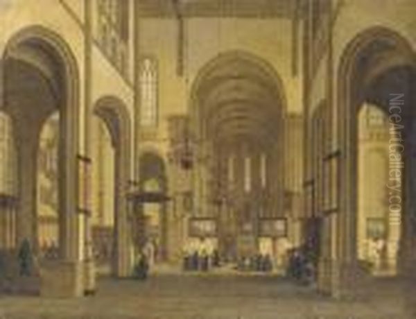 The Interior Of The East Apse Of Utrecht Cathedral Oil Painting by Hendrick Van Vliet