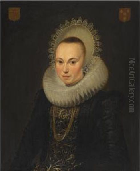 Portrait Of Justina Van Teylingen Oil Painting by Cornelis van der Voort