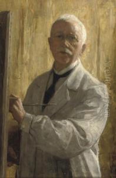 A Self Portrait Oil Painting by Nicolaas Van Der Waay