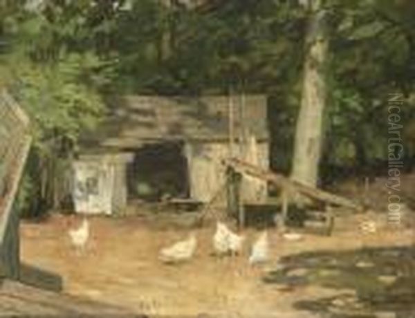 Chickens Oil Painting by Nicolaas Van Der Waay