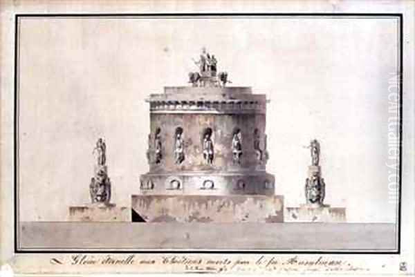 Design for a Funerary Monument Oil Painting by Pierre Francois Leonard Fontaine