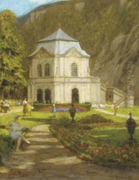 Paviljoen Te Echternach: Summer In The Park, Luxembourg Oil Painting by Nicolaas Van Der Waay