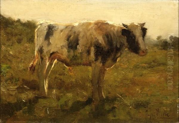 White Bull Oil Painting by Hermann Johannes Van Der Weele