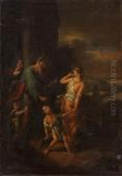 Die Verstosung Hagars Und Ishmaels Aus Dem Hause Abrahams Oil Painting by Adriaen Van Der Werff