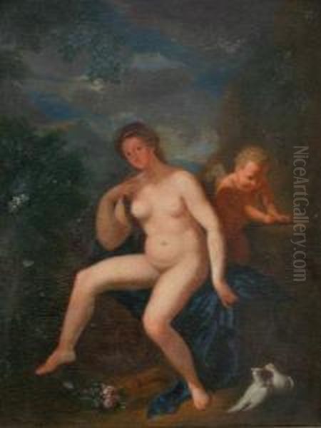 Cupid And Venus Oil Painting by Adriaen Van Der Werff