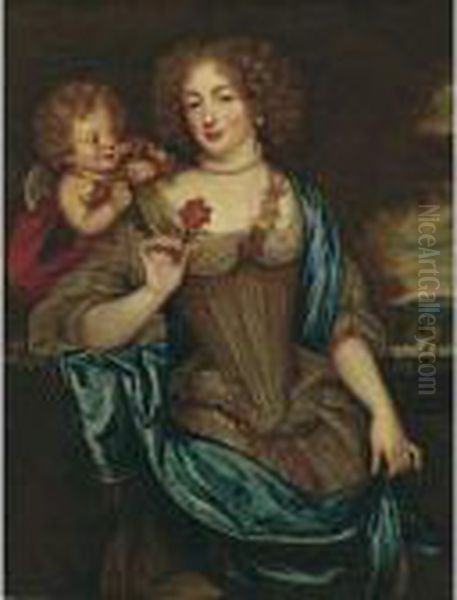 Ritratto Di Giovane Gentildonna Con Una Rosa In Mano Oil Painting by Adriaen Van Der Werff