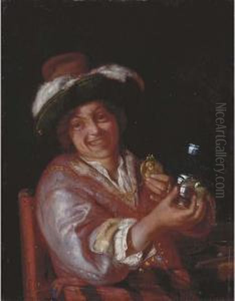 A Self-portrait As A Merry Toper Oil Painting by Adriaen Van Der Werff