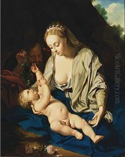 Rest On The Flight To Egypt Oil Painting by Adriaen Van Der Werff