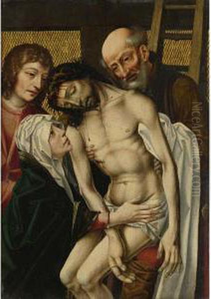 Descent From The Cross With The Virgin Oil Painting by Rogier van der Weyden