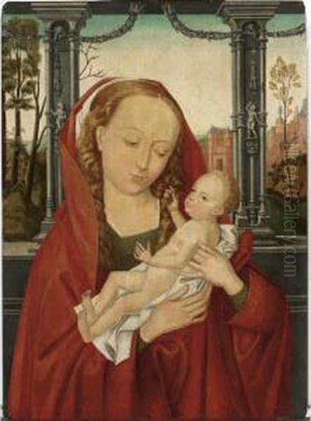 The Madonna And Child Before A Landscape With A View On City Walls Oil Painting by Rogier van der Weyden