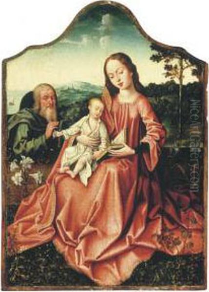 The Holy Family In A Landscape Oil Painting by Rogier van der Weyden